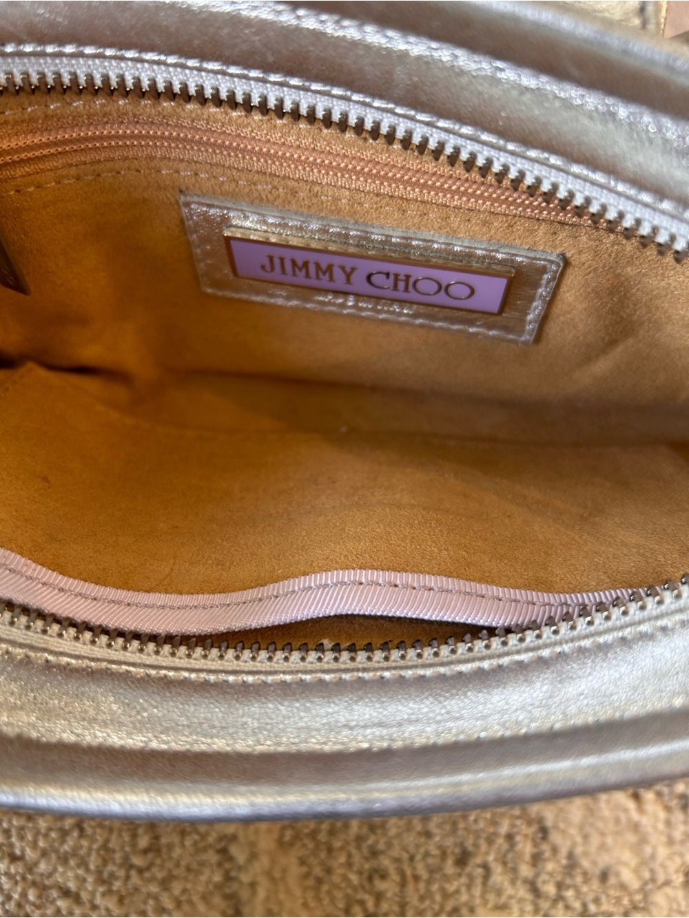 Jimmy Choo Metallic Silver Leather Wristlet Clutch with Buckle Detail - Picture 7 of 8